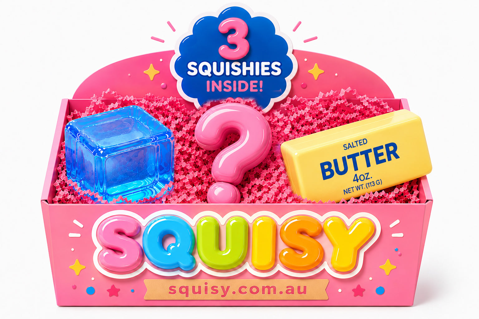 3-Piece Squishy Lucky Box –  Random Squishy & Ice Cube & Butter
