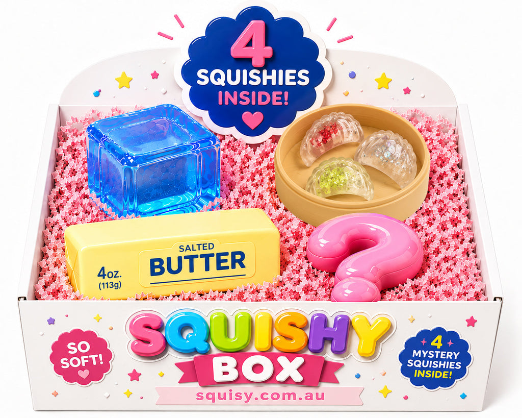 4-Piece Squishy Lucky Box –  Random Squishy & Ice Cube & Butter & Shrimp Dumpling