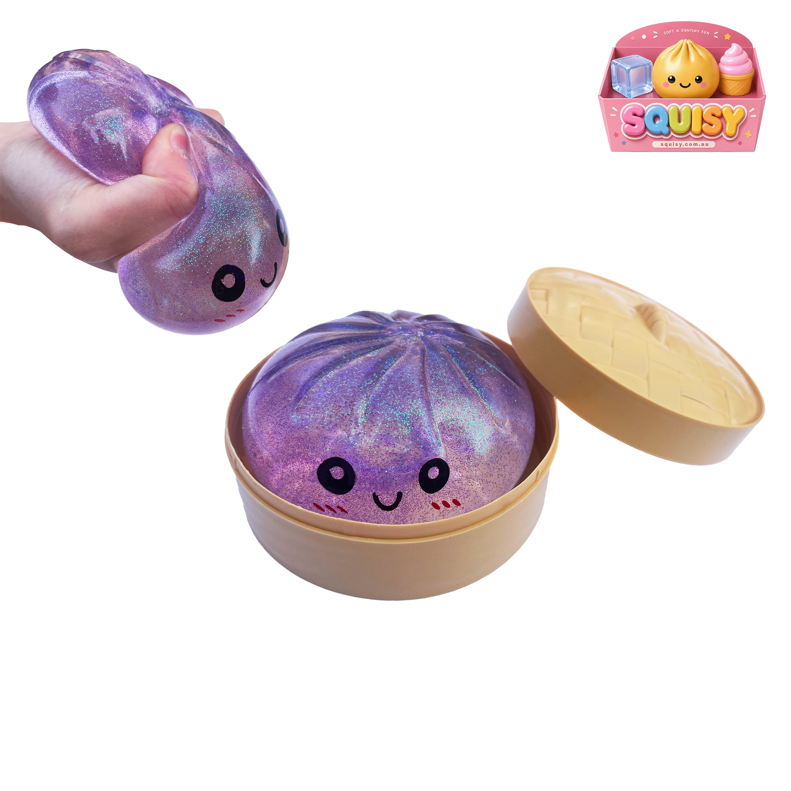 3 Pack Dumpling Squishy - Slow Rise + Rainbow+Shrimp